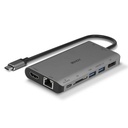Mini Dock USB 3.2 Type C - 4K HDMI & DP, PD 3.0 100W, USB 3.2, Ethernet Gigabit , SD, Audio