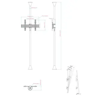 Support sol-plafond inclinable pour écran 32'' à 75'' Vesa 600x400 - Hauteur max 240cm.webp