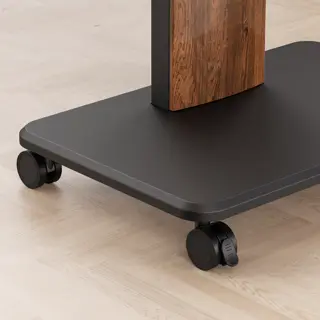 Support à roulettes pour écran et moniteur de 32" à 85", en acier, finition bois pied.webp