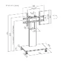Support à roulettes pour écran et moniteur de 32" à 85", en acier, finition bois dessin technique dimensions.webp