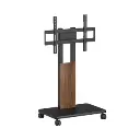 Support à roulettes pour écran et moniteur de 32" à 85", en acier, finition bois.webp