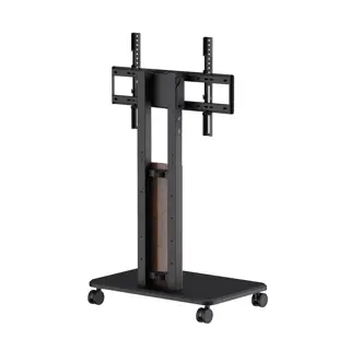 Support à roulettes pour écran et moniteur de 32" à 85", en acier, finition bois dos.webp