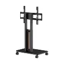 Support à roulettes pour écran et moniteur de 32" à 85", en acier, finition bois dos.webp