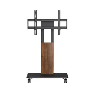 Support à roulettes pour écran et moniteur de 32" à 85", en acier, finition bois face.webp