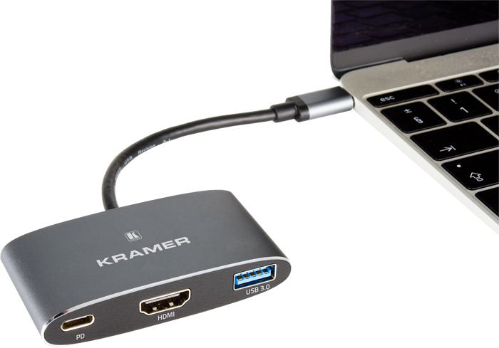 Kramer station d'accueil multiports USBC universelle USB-C sortie vidéo HDMI™, un port USB 3.0 et charge USB-C