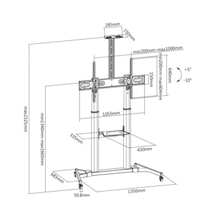 Chariot mobile pour moniteur 60''- 100'' 