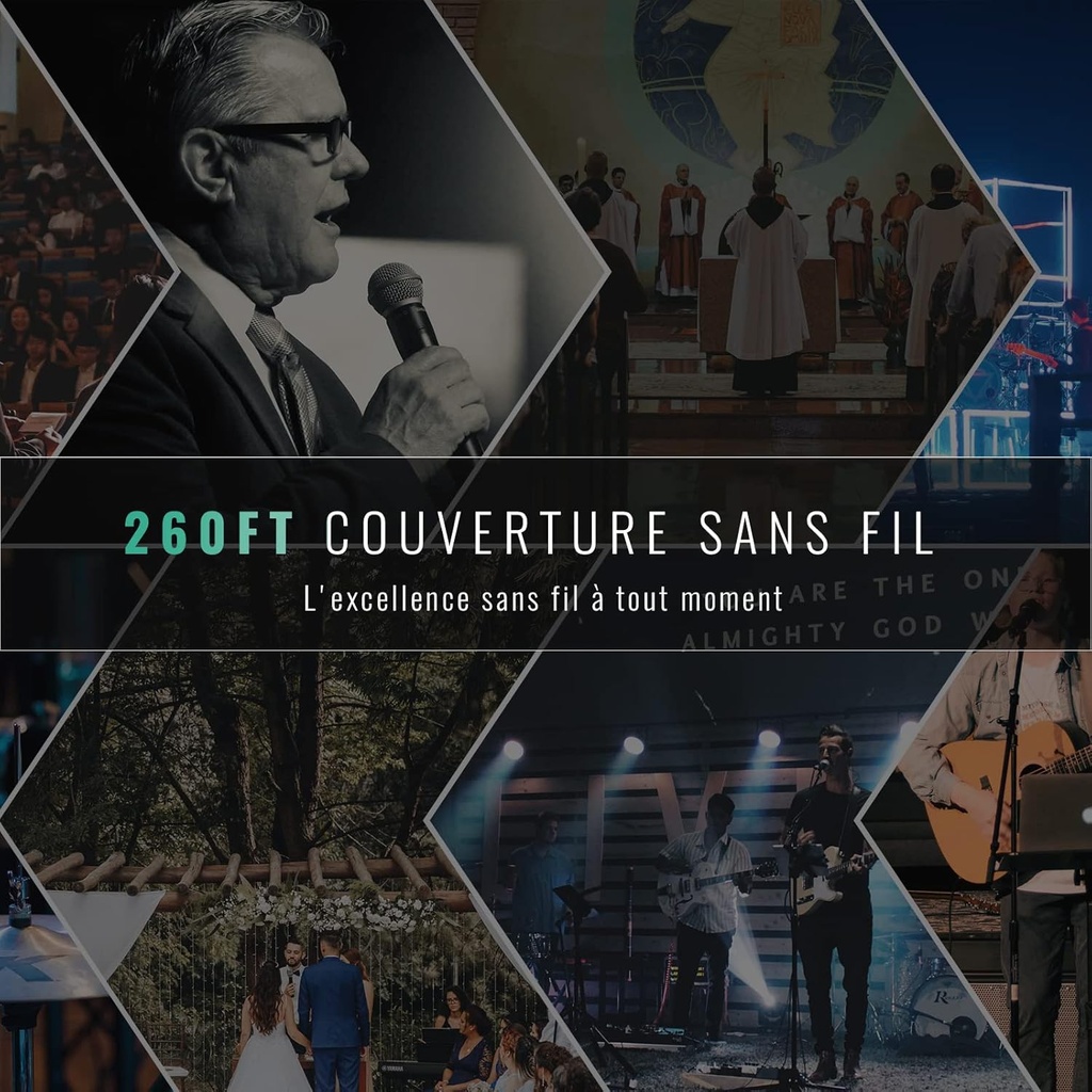 Système de Microphone sans Fil, Ensemble de Micro sans Fil UHF à 4 canaux avec Quatre micros Portables