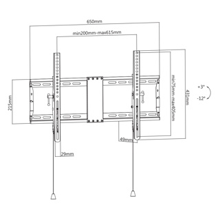 Dimension    Support mural inclinable pour écran 37"-86", Fonction antivol