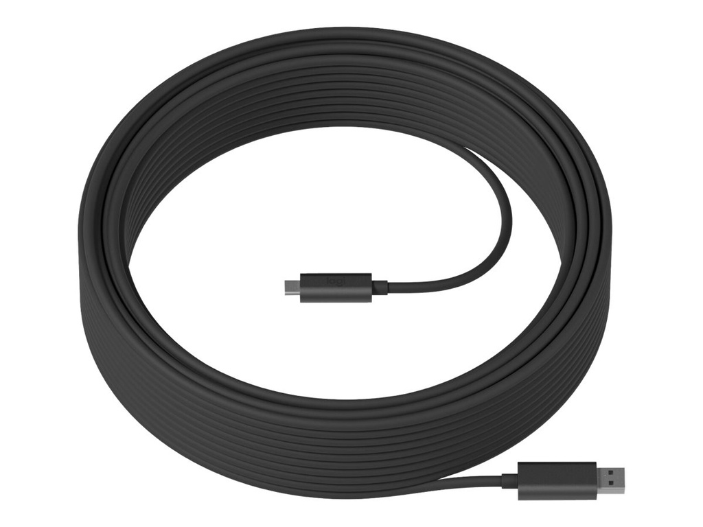 Logitech Strong câble USB 10m Logitech Strong Câble USB USB type A (M) vers 24 pin USB-C (M) USB 3.1 Active Optical Cable (AOC)