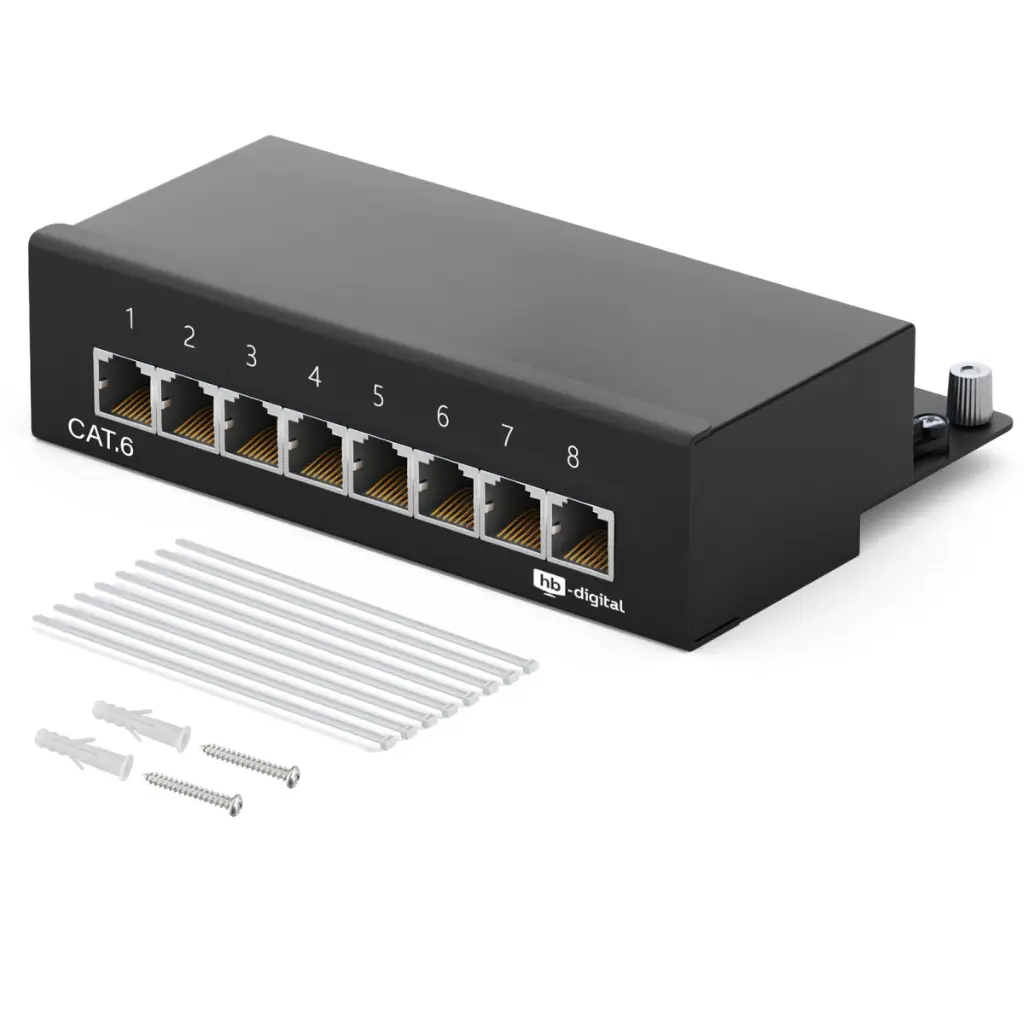 Panneau de brassage Cat6 hb-digital 8 ports RJ45 pour Câble réseau