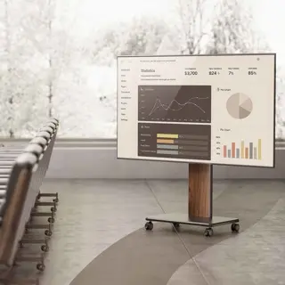 Support à roulettes pour écran et moniteur de 32" à 85", en acier, finition bois