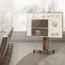 Support à roulettes pour écran et moniteur de 32" à 85", en acier, finition bois