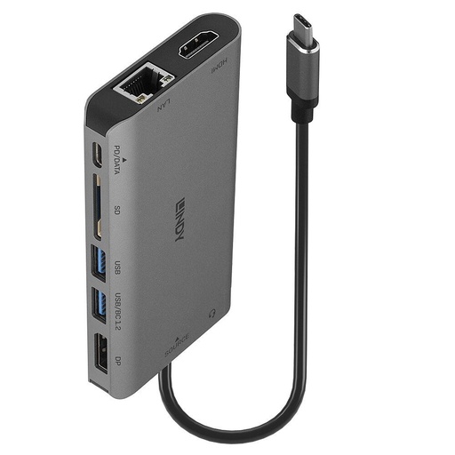 [43323] Mini Dock USB 3.2 Type C - 4K HDMI & DP, PD 3.0 100W, USB 3.2, Ethernet Gigabit , SD, Audio