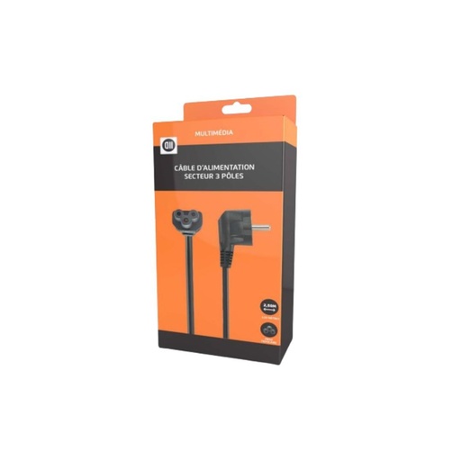 [D2CSPC250] Câble alimentation secteur 3 pôles IEC C5 - 2,50 m