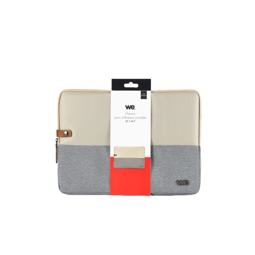 [SACBICOLORBG] HOUSSE sleeve PC 14,1 '' bicolore Belge/Gris, protection antichoc, attache antivol 