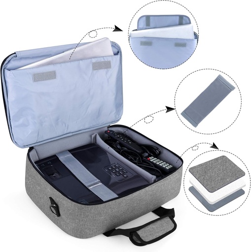 [UKLX11703] Sacoche pour Optoma, BenQ, Epson et Acer avec logement pour ordinateur portable, Grise