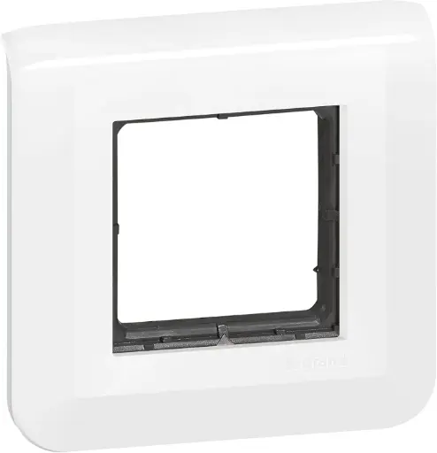 [099675] LEGRAND | Plaque Mosaic Avec Support, Fixation À Vis Pour 2 Modules, Design Contemporain Blanc Brillant, Montage Encastré Facile