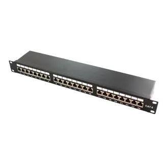 [110-0199] Panneau de brassage rack 19'', 24 ports RJ45, cat.6, Blindé